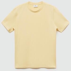 Mango Slim-Fit Cotton T-Shirt NWT Pastel Yellow Men's XS